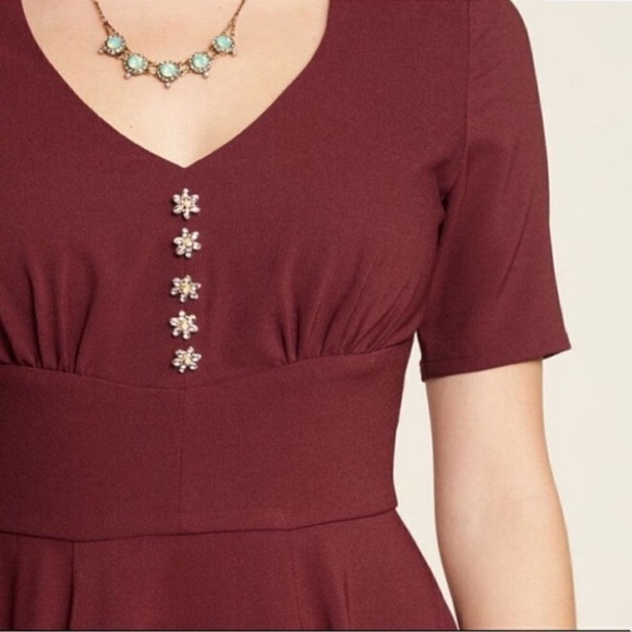 NWT Hell Bunny Burgundy Red Embellished Rhinestone Fit & Flare ModCloth Holiday - Picture 2 of 12